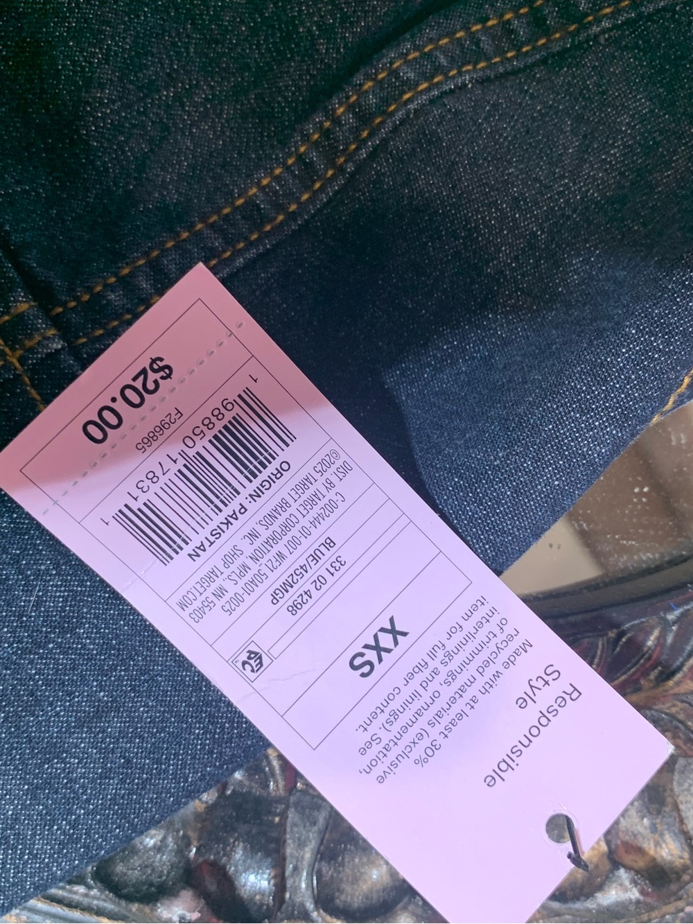 wild fable Dark Blue Denim top with Contrast Stitching - Picture 3 of 5